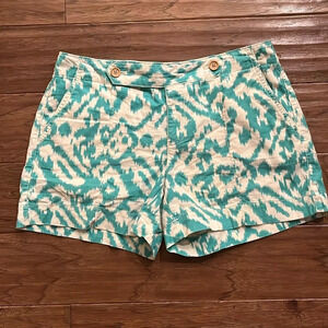 Loft Linen Blend Green and White Shorts Size 4